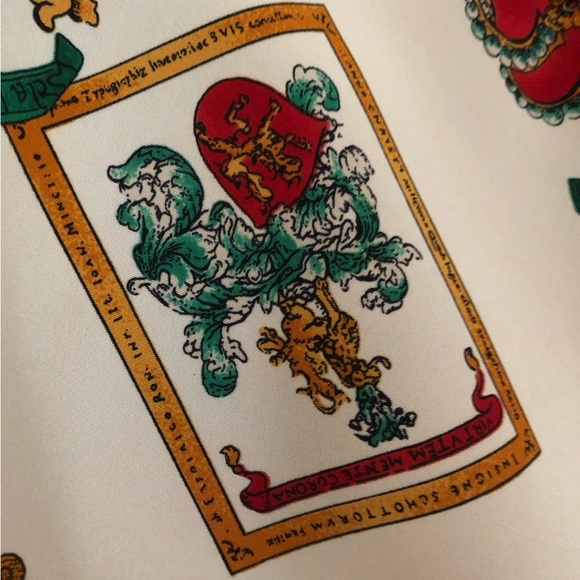 Vintage 80s Medieval Royal Regal Core Crown Monarchy Latin Novelty Blouse L/XL - Picture 9 of 17